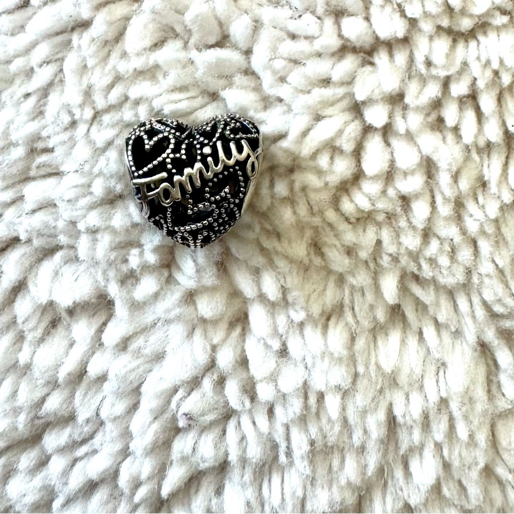 Pandora Black and Silver Heart Charm
